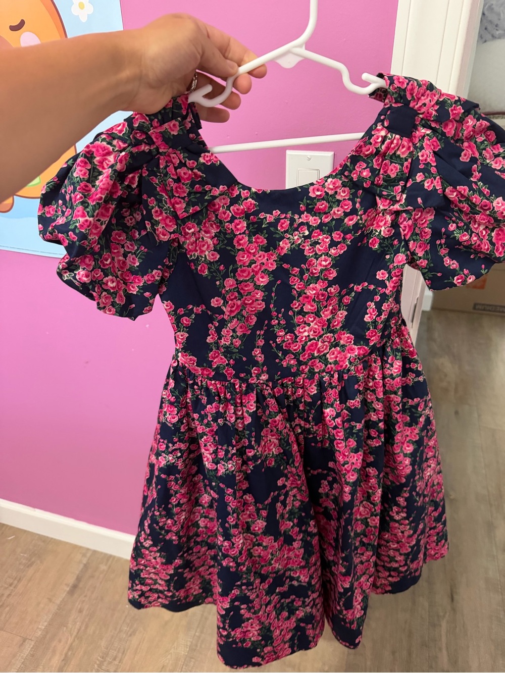 American Girl Janie&Jack  Navy Dress with Pink Floral Print.